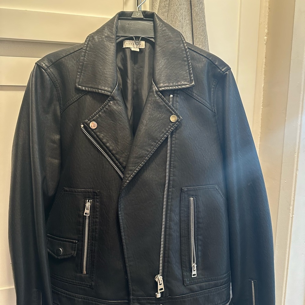 Topshop Black Leather Moto Jacket